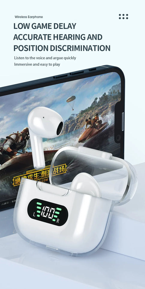 Wireless Bluetooth Earphones HIFI Stereo Waterproof Sports Headphones TWS Mic HD Call Headset LED Display Music Gaming Earbuds