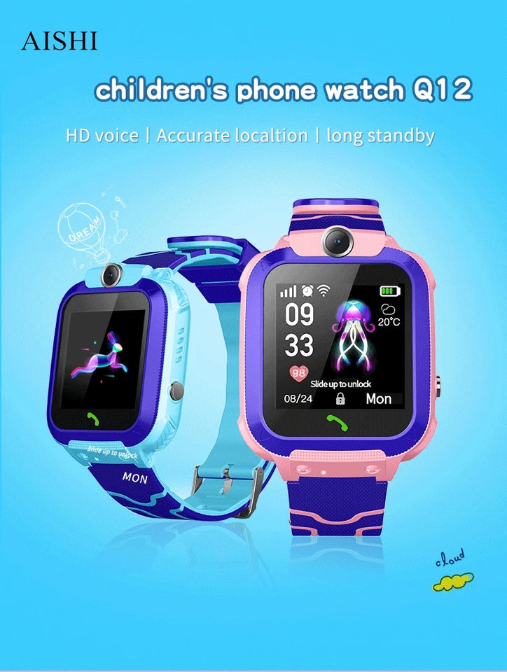Waterproof Kids Smartwatch Child Smart Phone Watch Alarm Clock Maths Game Voice Chat SOS Flashlight Remote Control APP SeTracker