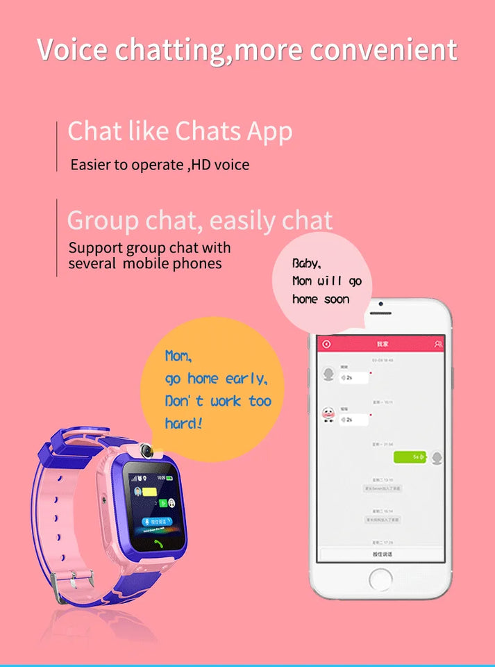 Waterproof Kids Smartwatch Child Smart Phone Watch Alarm Clock Maths Game Voice Chat SOS Flashlight Remote Control APP SeTracker