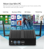 Tolibek HTPC Fanless Mini PC Windows 10 Intel Core i3 5005U i5 4200U Celeron 2955U DDR3L WiFi HDMI 8*USB Office Mini Computer