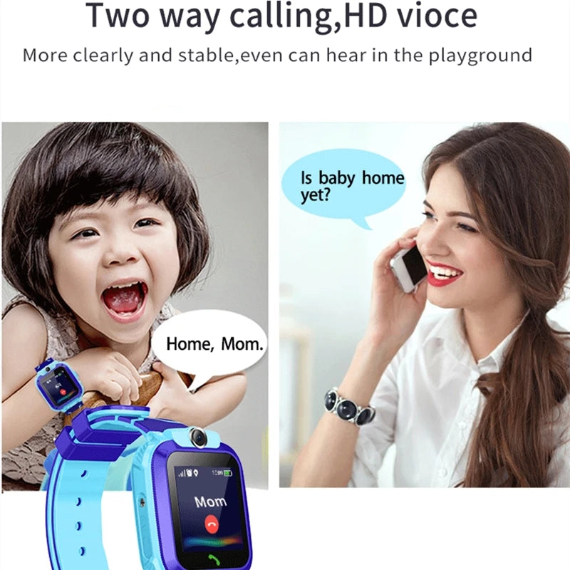 Waterproof Kids Smartwatch Child Smart Phone Watch Alarm Clock Maths Game Voice Chat SOS Flashlight Remote Control APP SeTracker