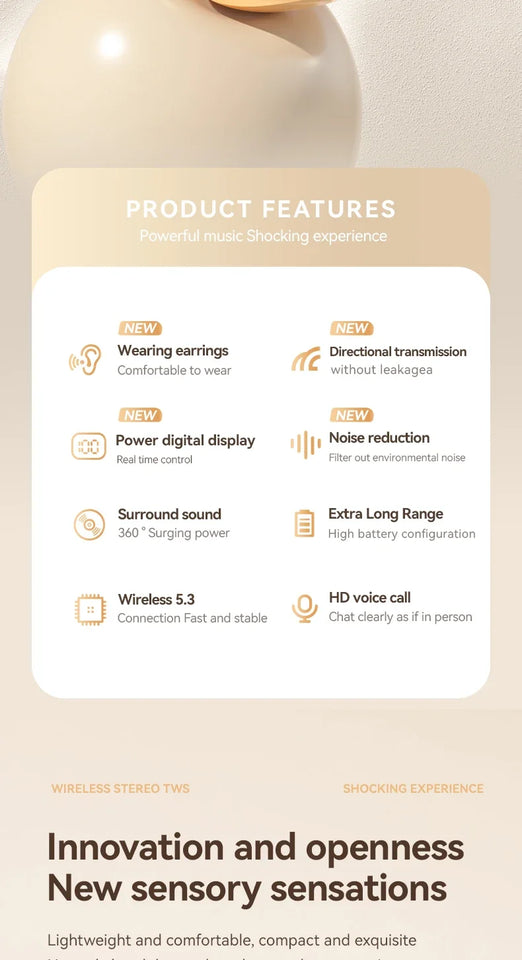 TWS High Quality Wireless Headset Ear Hanging Bluetooth Earphones Open Bone Conduction Long Range Sports Music OWS Headphones