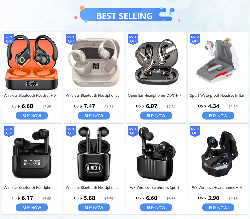 Wireless Bluetooth Earphones TWS HIFI Stereo Mic Waterproof Sports Headphones HD Call Headset LED Display Music Gaming Earbuds