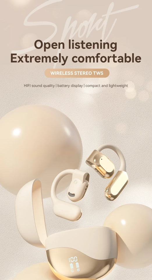 TWS High Quality Wireless Headset Ear Hanging Bluetooth Earphones Open Bone Conduction Long Range Sports Music OWS Headphones