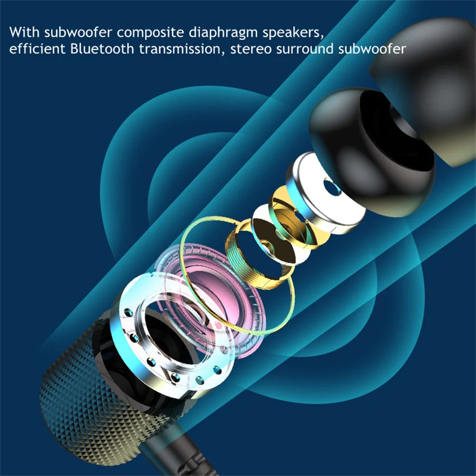 Wireless Neckband Headphones V5.2 Hifi Stereo Sports Neckband Headset Waterproof Earbuds For Outdoor Running 098