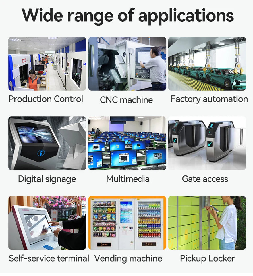 XCY Fanless Mini PC Intel Celeron J4125 DDR4 M.2 SSD RS232/485 2x LAN GPIO mPCIE 4G LTE 8x USB LVDS HDMI TPM 2.0 Windows 11