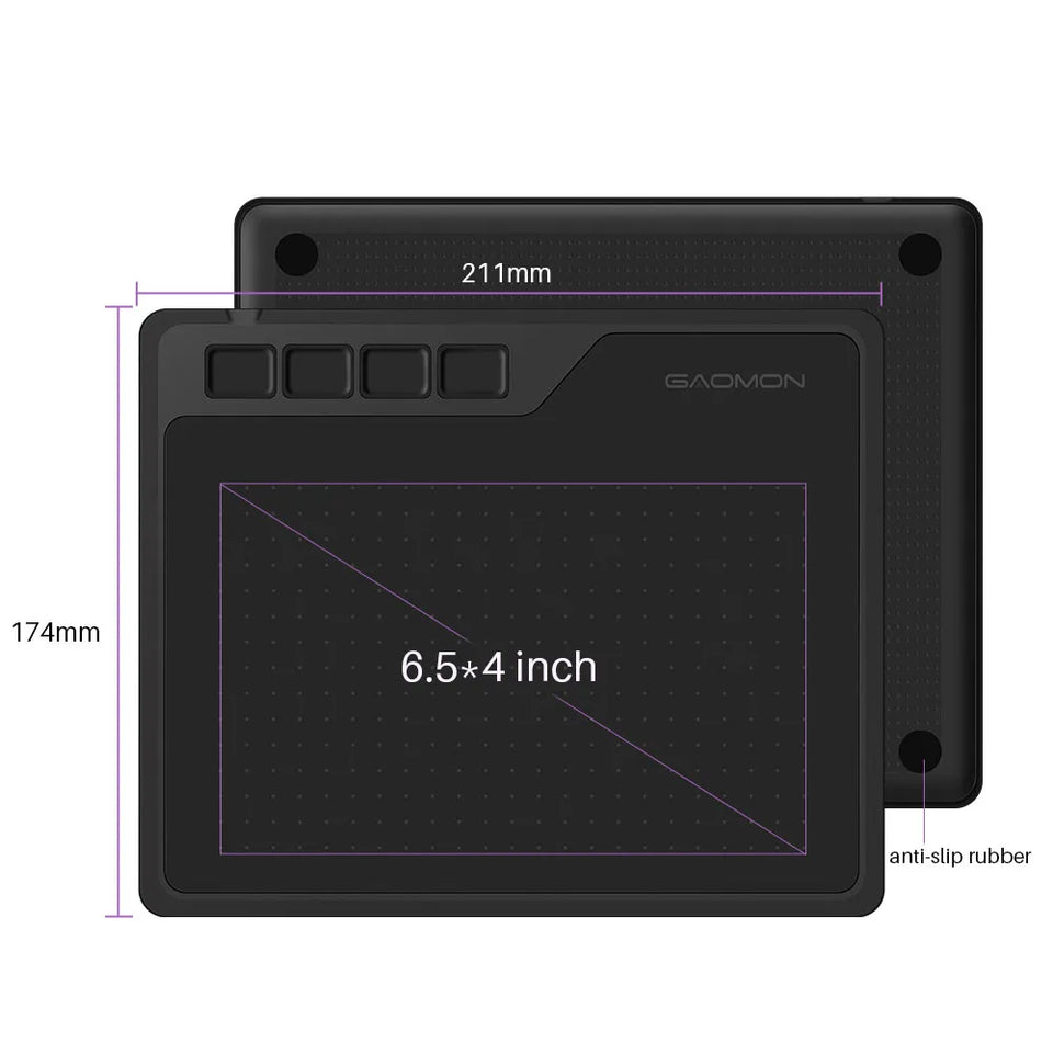 GAOMON S620 6.5 x 4 Inches Digital Tablet Anime, Graphic Tablet for Drawing &Playing OSU with 8192 Levels Battery-Free Pen