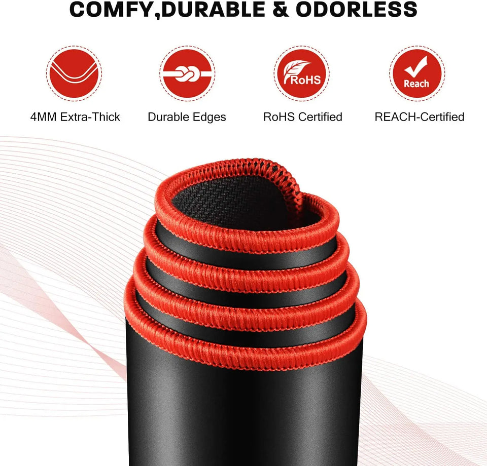 All Black Gaming Mouse Pad with Stitched Edge Large Size Premium-Textured Mouse Mat Non-Slip Rubber Base Mousepad